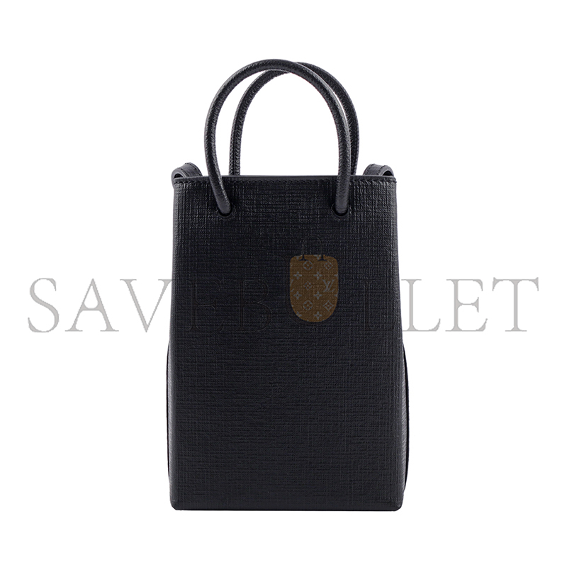 BALENCIAGA SHOPPING PHONE HOLDER BAG BLACK 593820 (18*11*5cm)